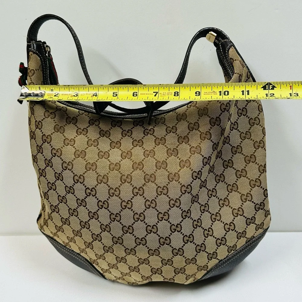 Vintage Authentic Monogram GUCCI PRINCY Hobo Dark Brown Shoulder Bag